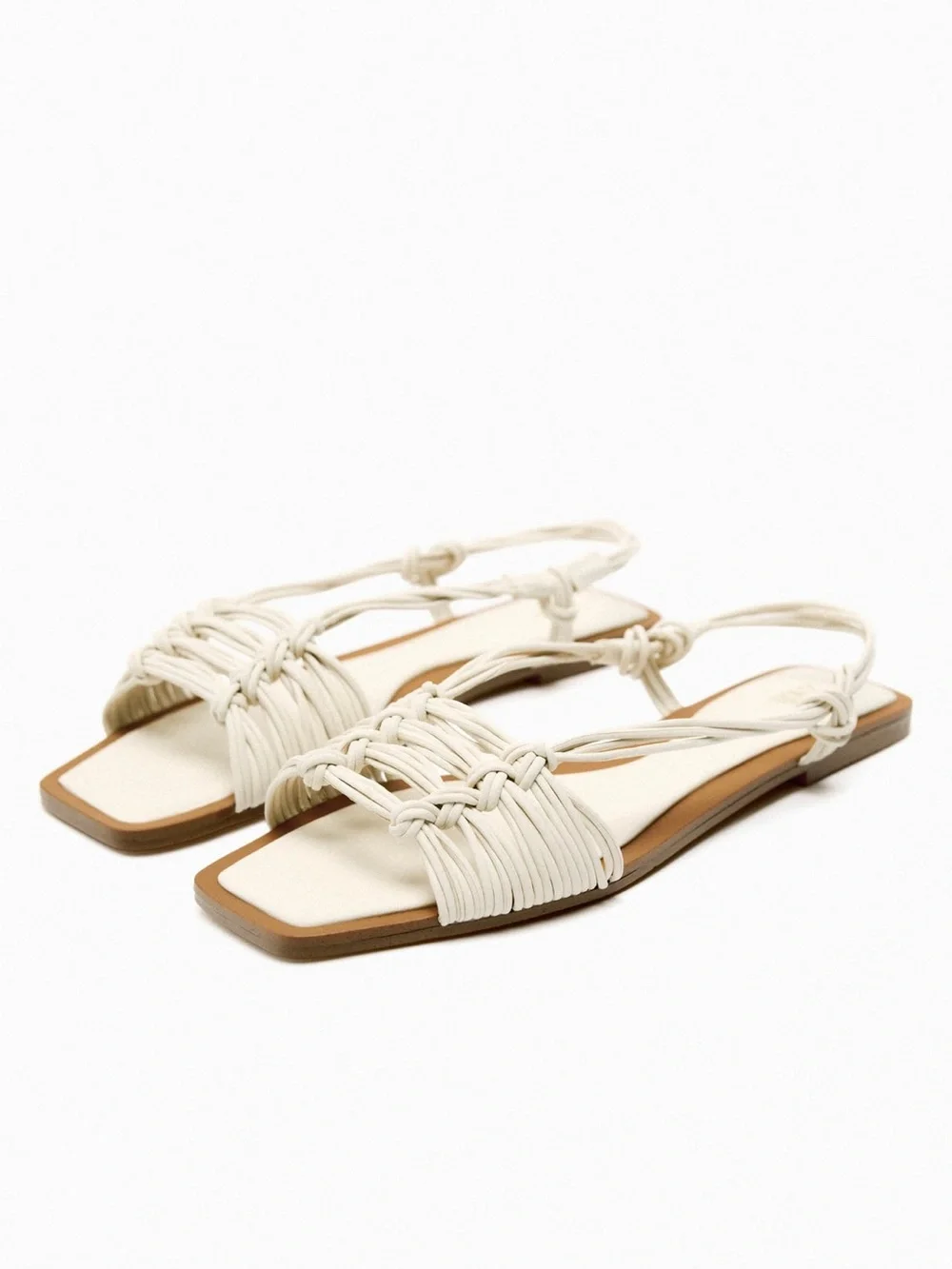 Zara White Knotted Sandals - Picture 4 of 8